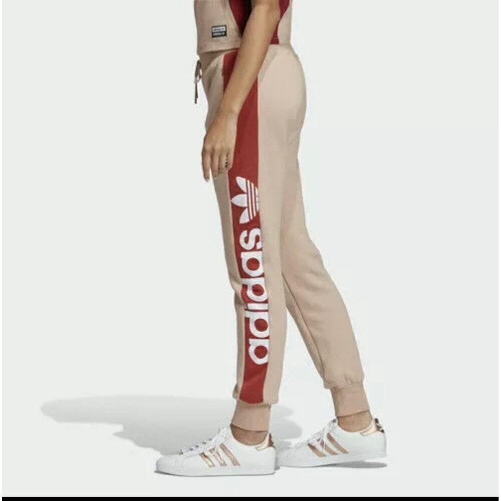 Adidas Cuff Long Cotton French Terry Drawstrings Pants FH7559 Size XS NWT